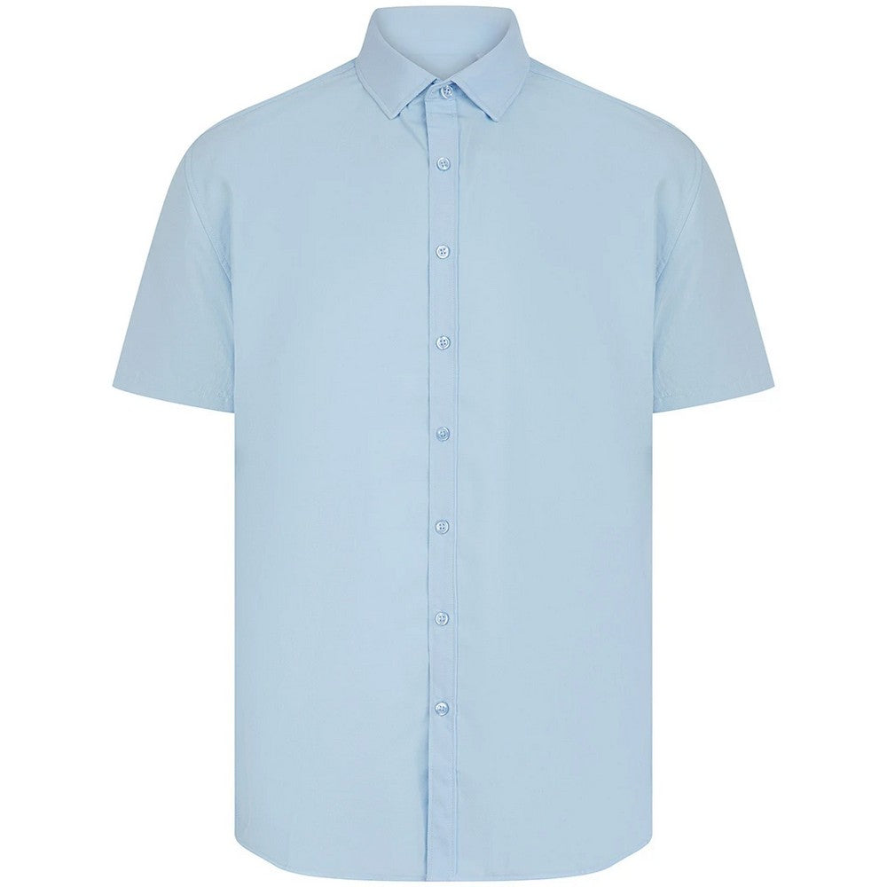 Light Blue - Front - Henbury Mens Cotton Feel CoolPlus Short-Sleeved Formal Shirt