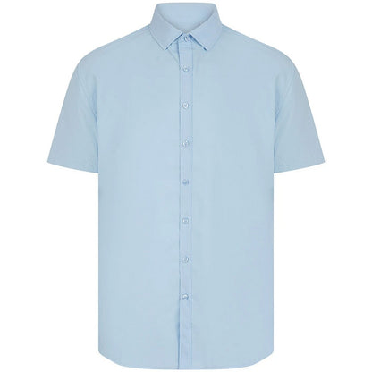 Light Blue - Front - Henbury Mens Cotton Feel CoolPlus Short-Sleeved Formal Shirt