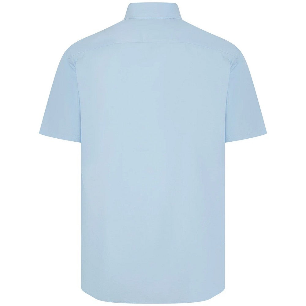 Light Blue - Back - Henbury Mens Cotton Feel CoolPlus Short-Sleeved Formal Shirt