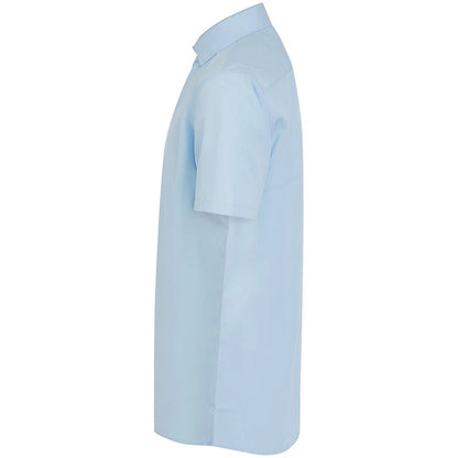 Light Blue - Side - Henbury Mens Cotton Feel CoolPlus Short-Sleeved Formal Shirt