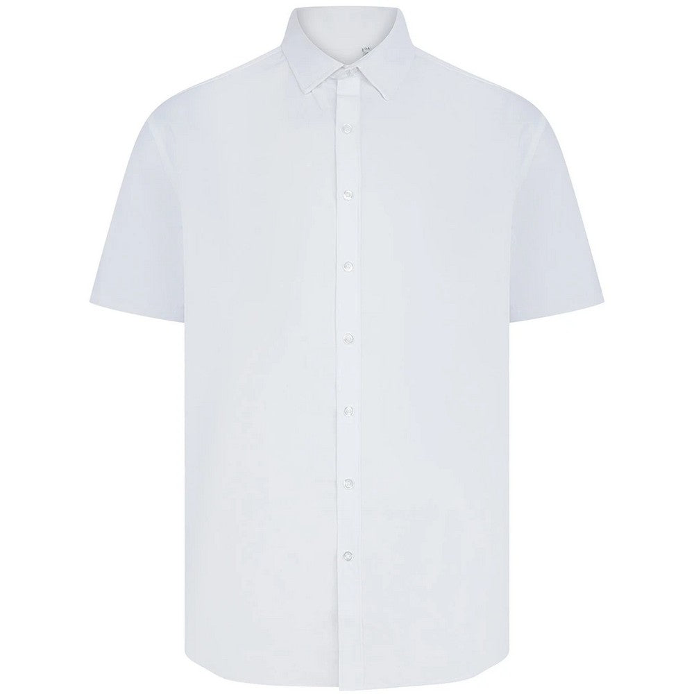 White - Front - Henbury Mens Cotton Feel CoolPlus Short-Sleeved Formal Shirt