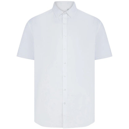White - Front - Henbury Mens Cotton Feel CoolPlus Short-Sleeved Formal Shirt