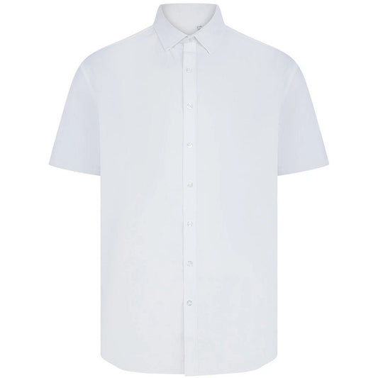 White - Front - Henbury Mens Cotton Feel CoolPlus Short-Sleeved Formal Shirt