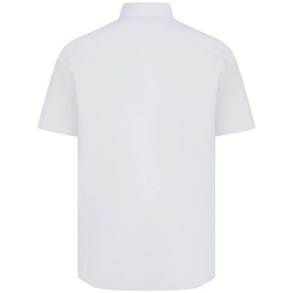 White - Back - Henbury Mens Cotton Feel CoolPlus Short-Sleeved Formal Shirt
