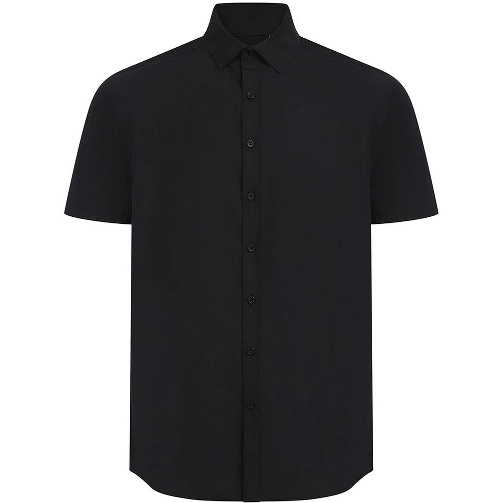 Black - Front - Henbury Mens Cotton Feel CoolPlus Short-Sleeved Formal Shirt