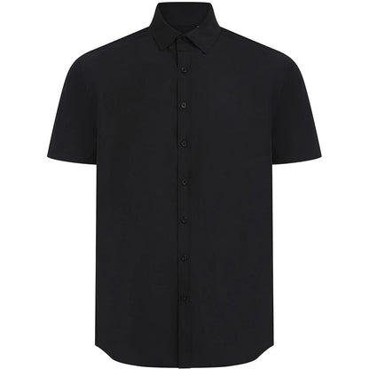 Black - Front - Henbury Mens Cotton Feel CoolPlus Short-Sleeved Formal Shirt