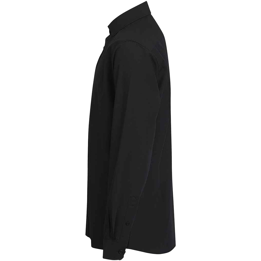 Black - Side - Henbury Mens Cotton CoolPlus Long-Sleeved Formal Shirt