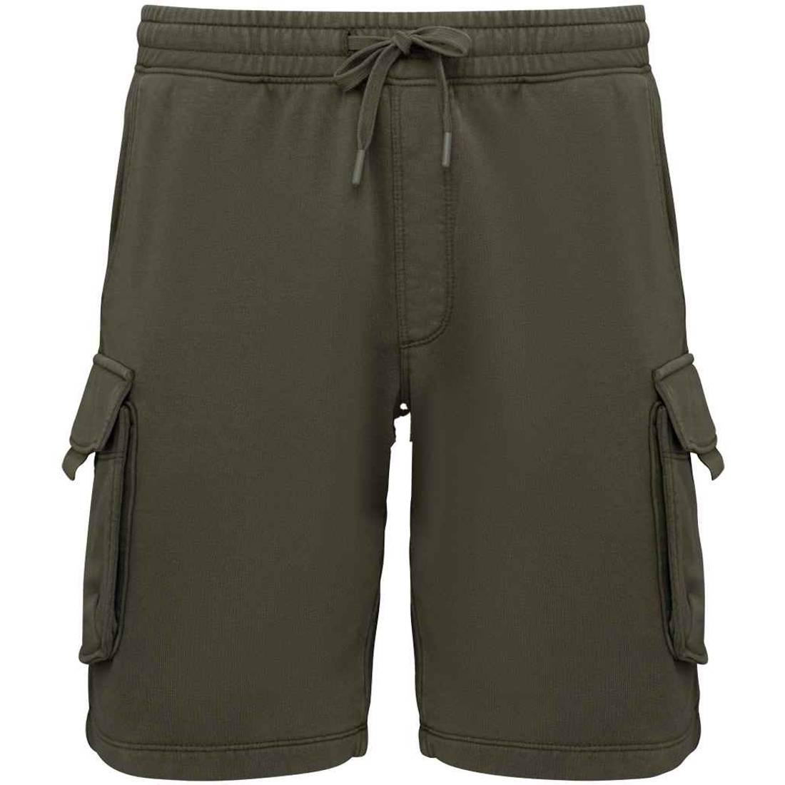 Washed Organic Khaki - Front - Native Spirit Mens French Terry Washed Cargo Shorts
