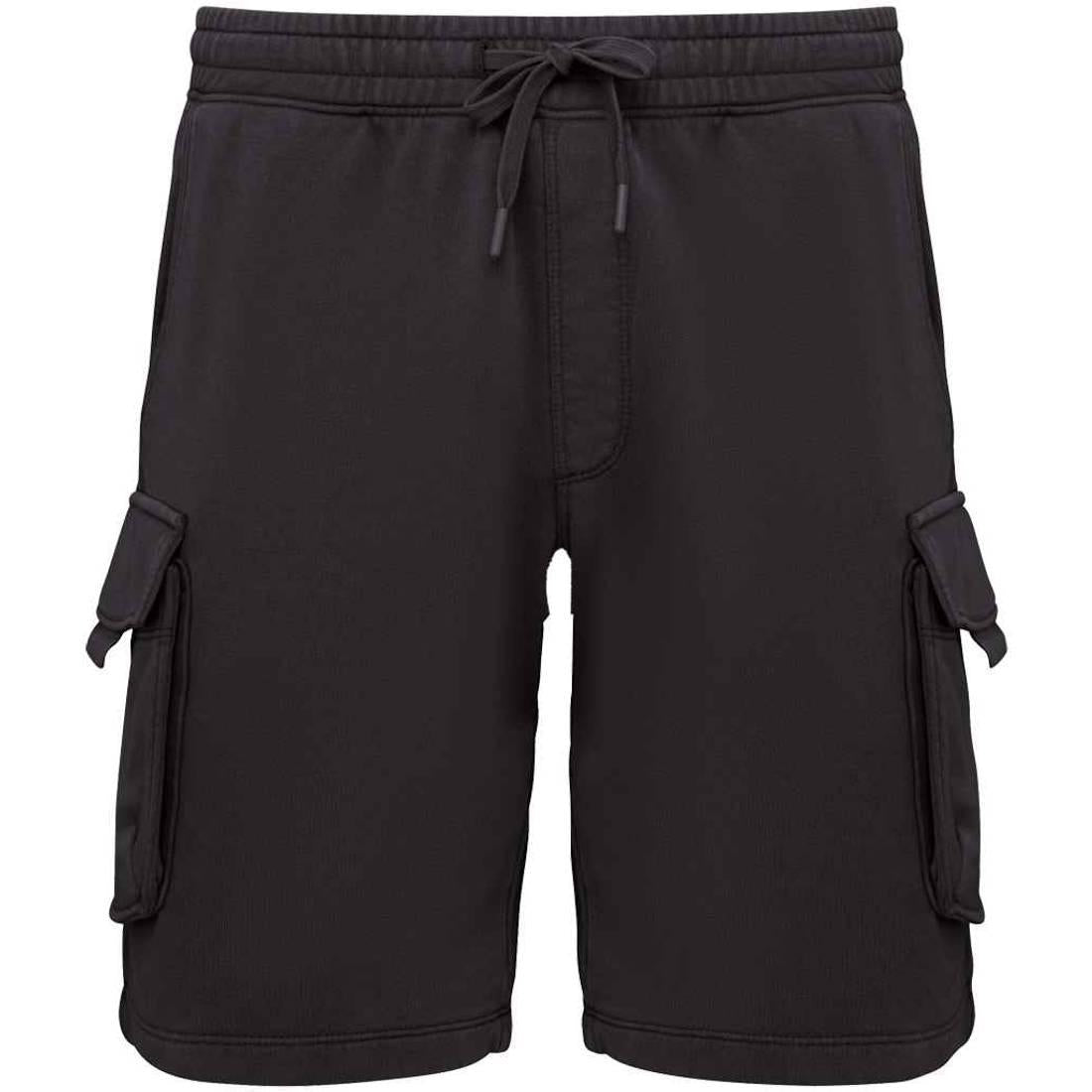 Washed Black - Front - Native Spirit Mens French Terry Washed Cargo Shorts