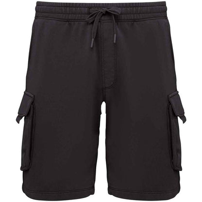 Washed Black - Front - Native Spirit Mens French Terry Washed Cargo Shorts