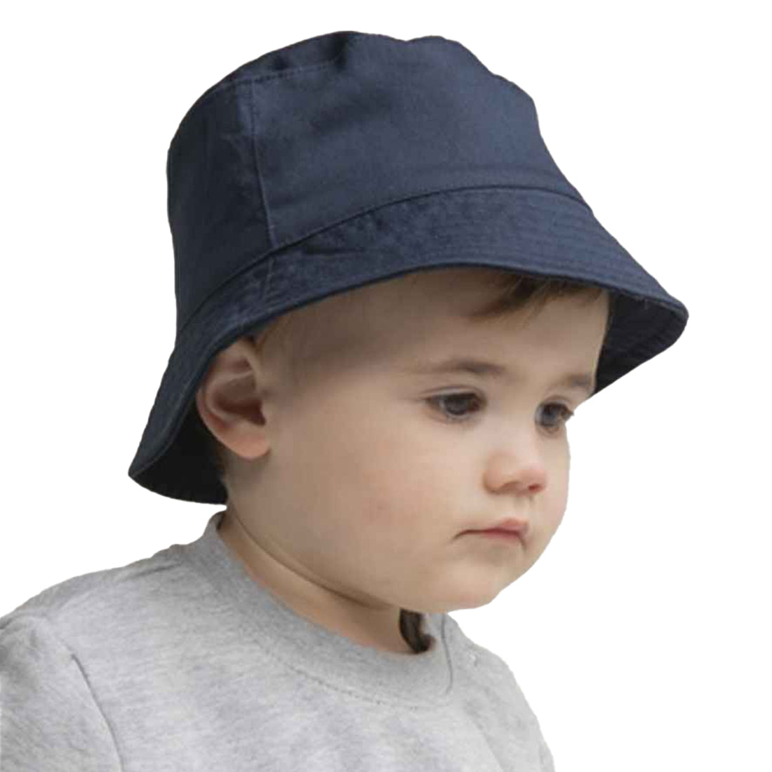Navy - Back - Larkwood Baby Plain Bucket Hat