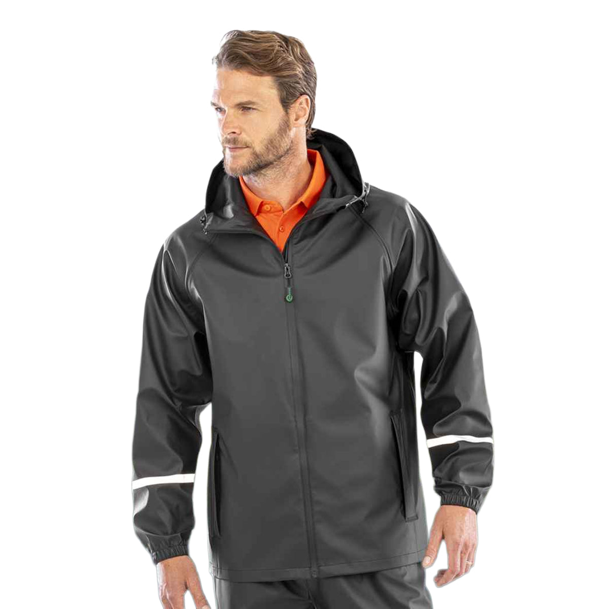 Black - Side - Result Genuine Recycled Mens Prism PU Waterproof Jacket