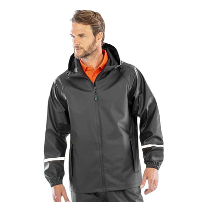 Black - Side - Result Genuine Recycled Mens Prism PU Waterproof Jacket
