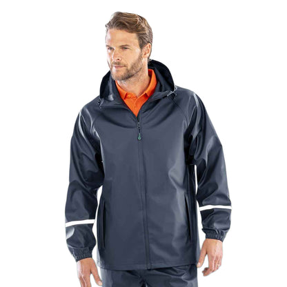 Navy - Side - Result Genuine Recycled Mens Prism PU Waterproof Jacket