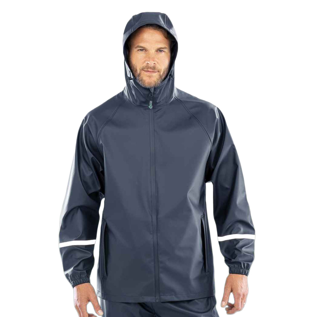 Navy - Lifestyle - Result Genuine Recycled Mens Prism PU Waterproof Jacket