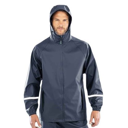 Navy - Lifestyle - Result Genuine Recycled Mens Prism PU Waterproof Jacket