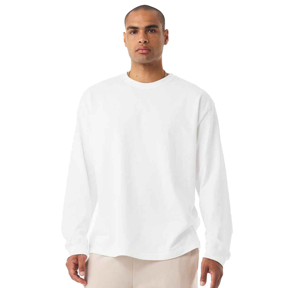 White - Side - Bella + Canvas Unisex Adult Heavyweight Long-Sleeved T-Shirt
