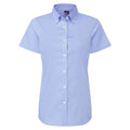 Oxford Blue - Front - Premier Womens-Ladies Supreme Oxford Short-Sleeved Formal Shirt