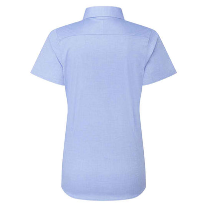 Oxford Blue - Back - Premier Womens-Ladies Supreme Oxford Short-Sleeved Formal Shirt