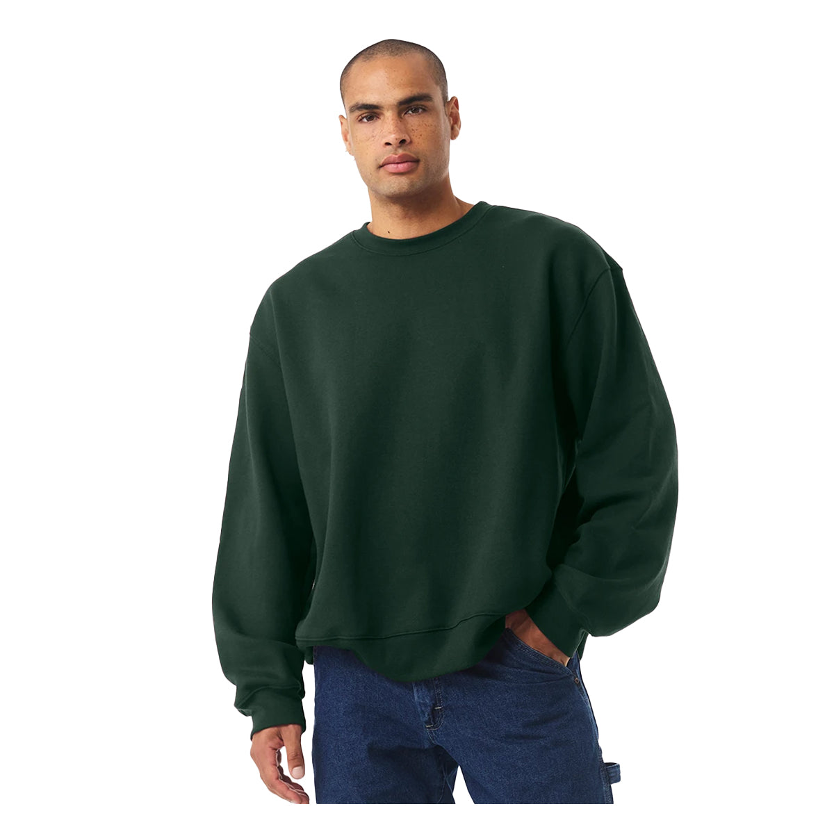Forest Green - Side - Bella + Canvas Unisex Adult Heavyweight Crew Neck Sweatshirt