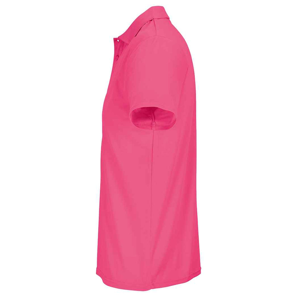 Ribbon Pink - Side - SOLS Unisex Adult Pitcher Recycled Polyester Polo Shirt