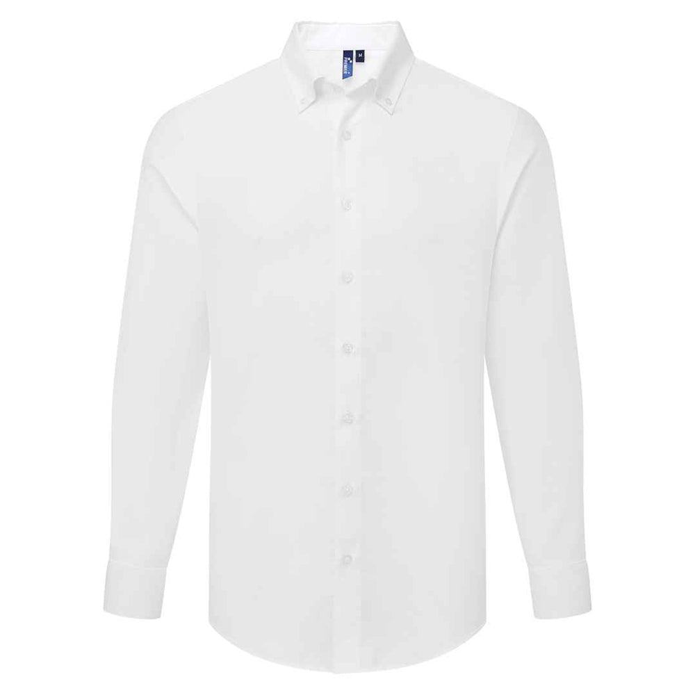 White - Front - Premier Mens Supreme Oxford Long-Sleeved Formal Shirt