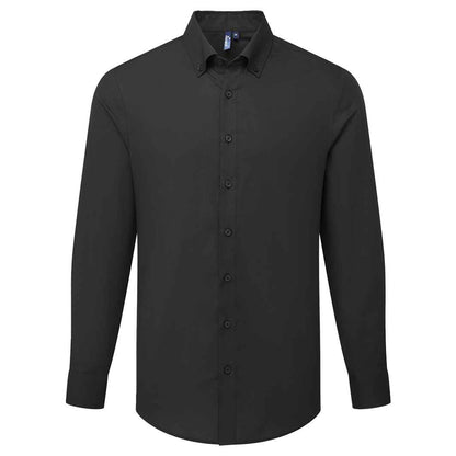 Black - Front - Premier Mens Supreme Oxford Long-Sleeved Formal Shirt