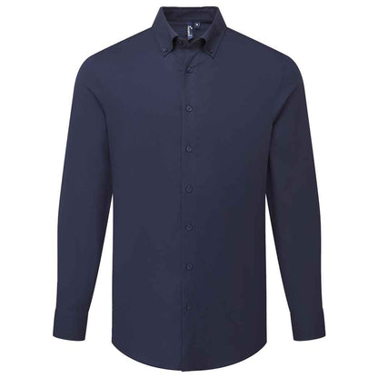 Navy - Front - Premier Mens Supreme Oxford Long-Sleeved Formal Shirt
