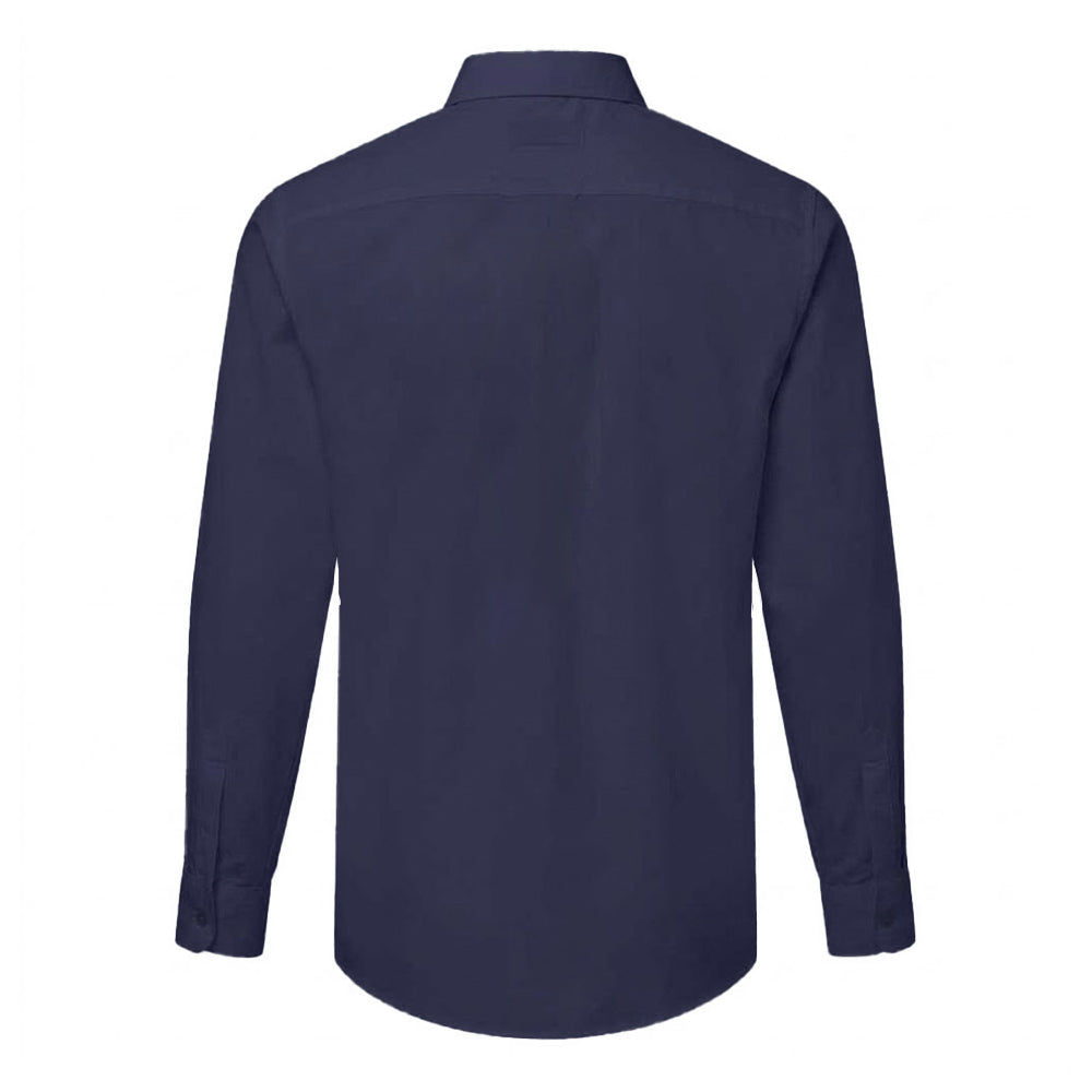 Navy - Back - Premier Mens Supreme Oxford Long-Sleeved Formal Shirt