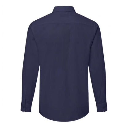 Navy - Back - Premier Mens Supreme Oxford Long-Sleeved Formal Shirt