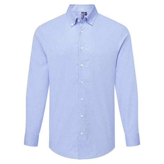 Oxford Blue - Front - Premier Mens Supreme Oxford Long-Sleeved Formal Shirt