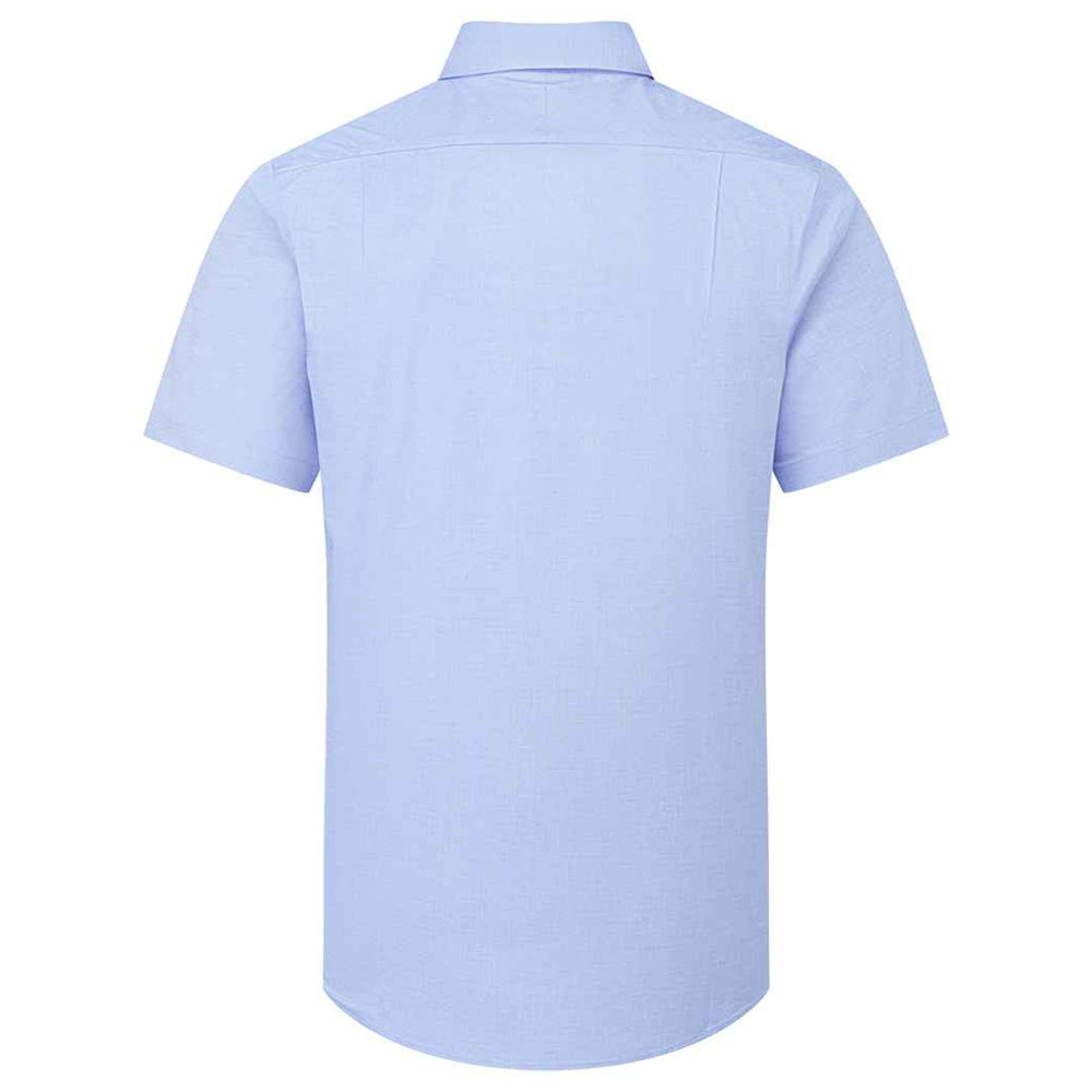 Oxford Blue - Back - Premier Mens Supreme Oxford Short-Sleeved Formal Shirt