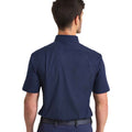 Navy - Back - Premier Mens Supreme Oxford Short-Sleeved Formal Shirt