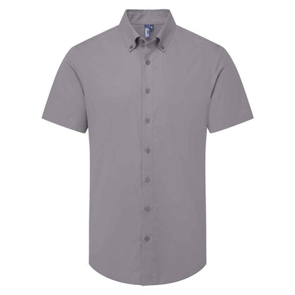 Steel - Front - Premier Mens Supreme Oxford Short-Sleeved Formal Shirt