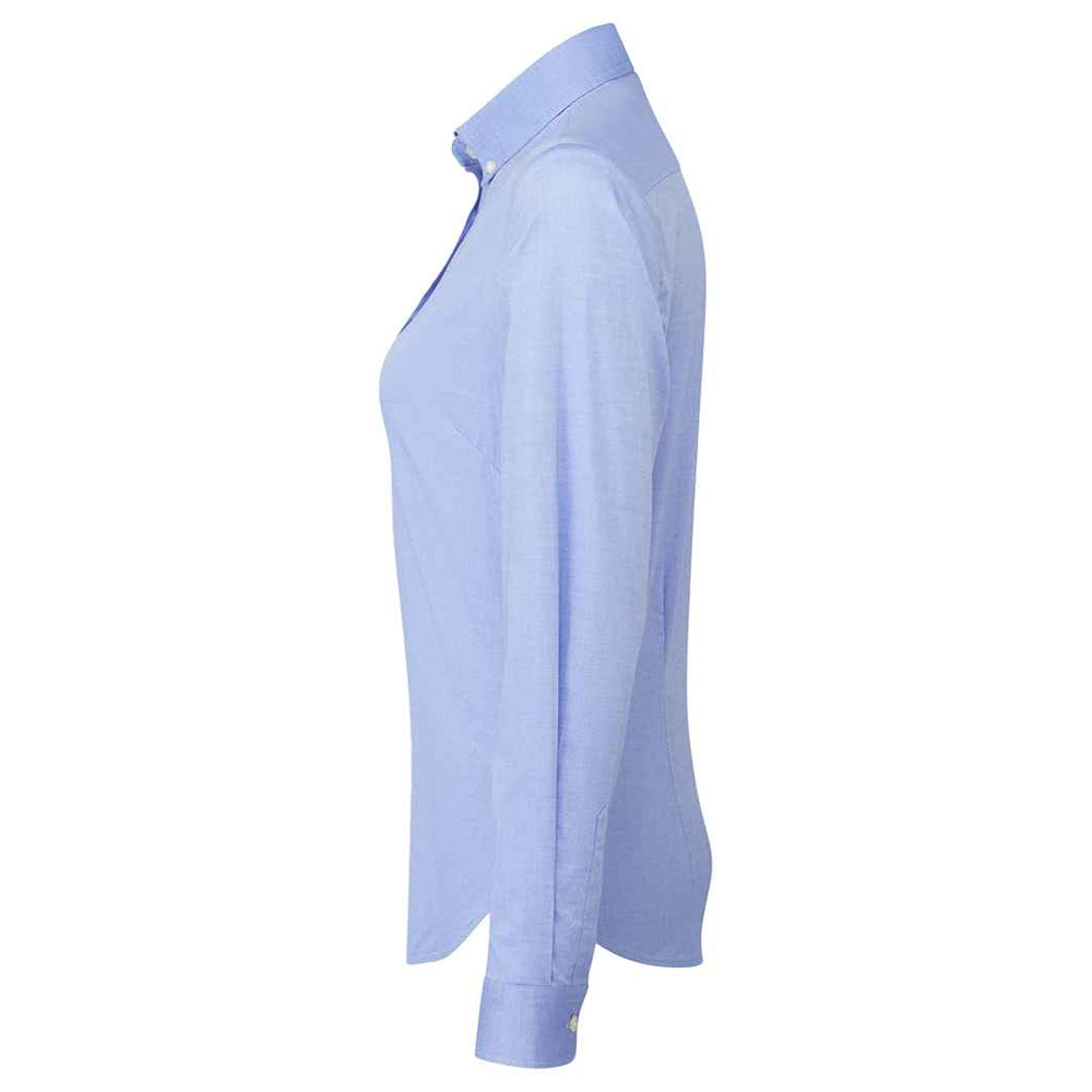Oxford Blue - Side - Premier Womens-Ladies Supreme Oxford Long-Sleeved Formal Shirt