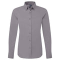 Steel - Front - Premier Womens-Ladies Supreme Oxford Long-Sleeved Formal Shirt
