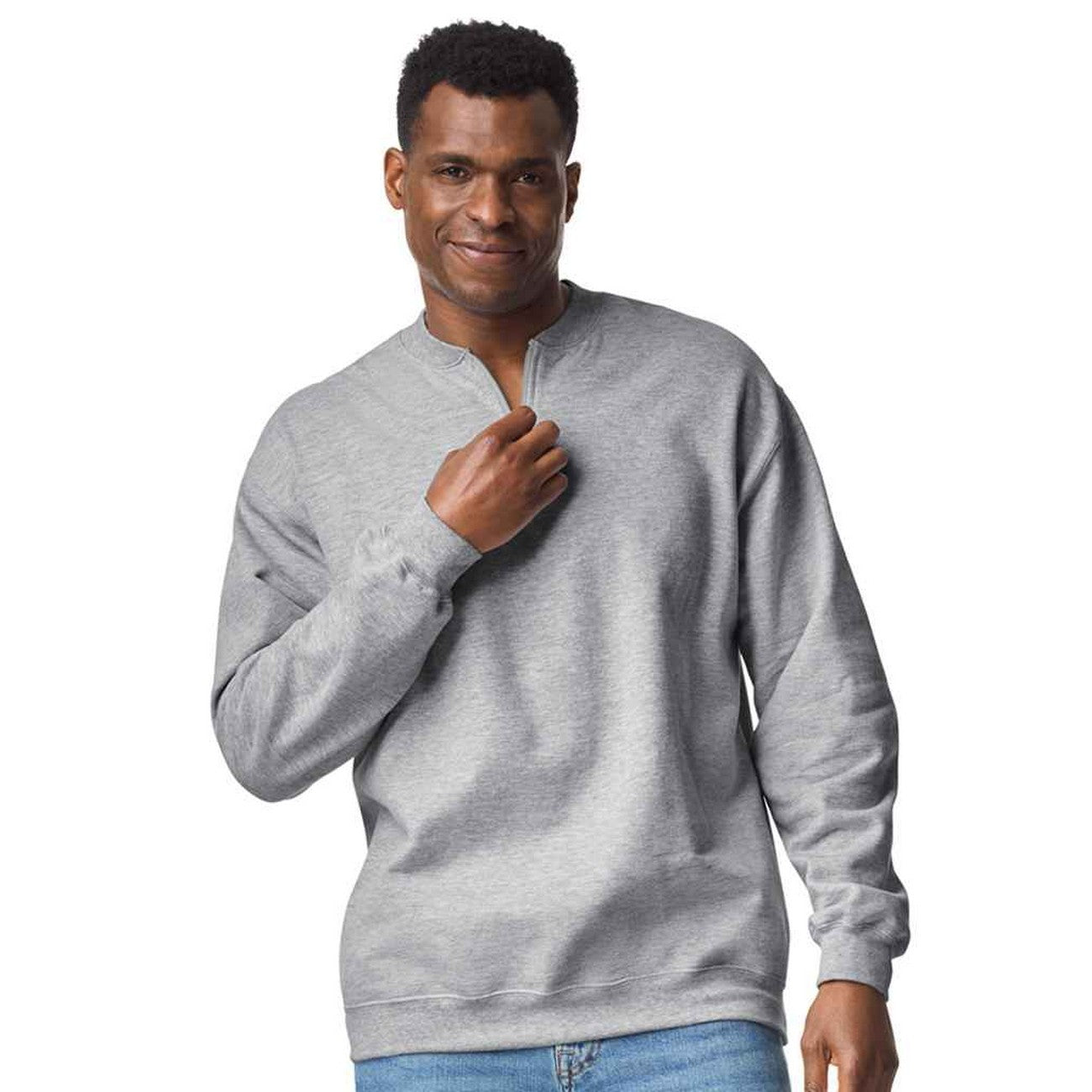 Sport Grey - Side - Gildan Unisex Adult Softstyle Midweight Quarter Zip Sweatshirt