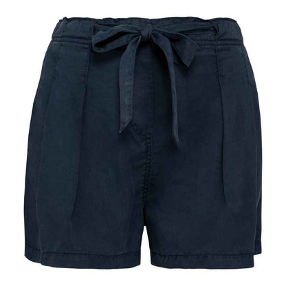 Washed Navy - Front - Spasso Womens-Ladies Tencel Shorts