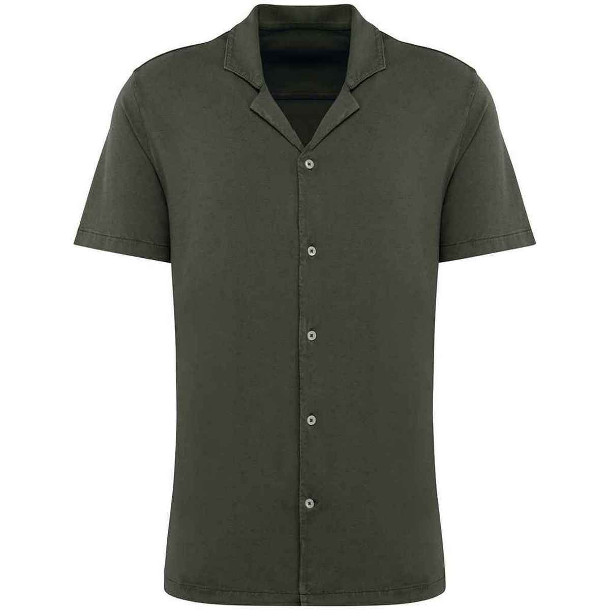 Washed Organic Khaki - Front - Spasso Mens Jersey Short-Sleeved Shirt
