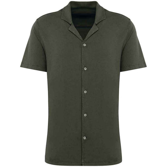 Washed Organic Khaki - Front - Spasso Mens Jersey Short-Sleeved Shirt