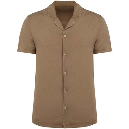 Washed Cream Coffee - Front - Spasso Mens Jersey Short-Sleeved Shirt