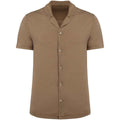 Washed Cream Coffee - Front - Spasso Mens Jersey Short-Sleeved Shirt