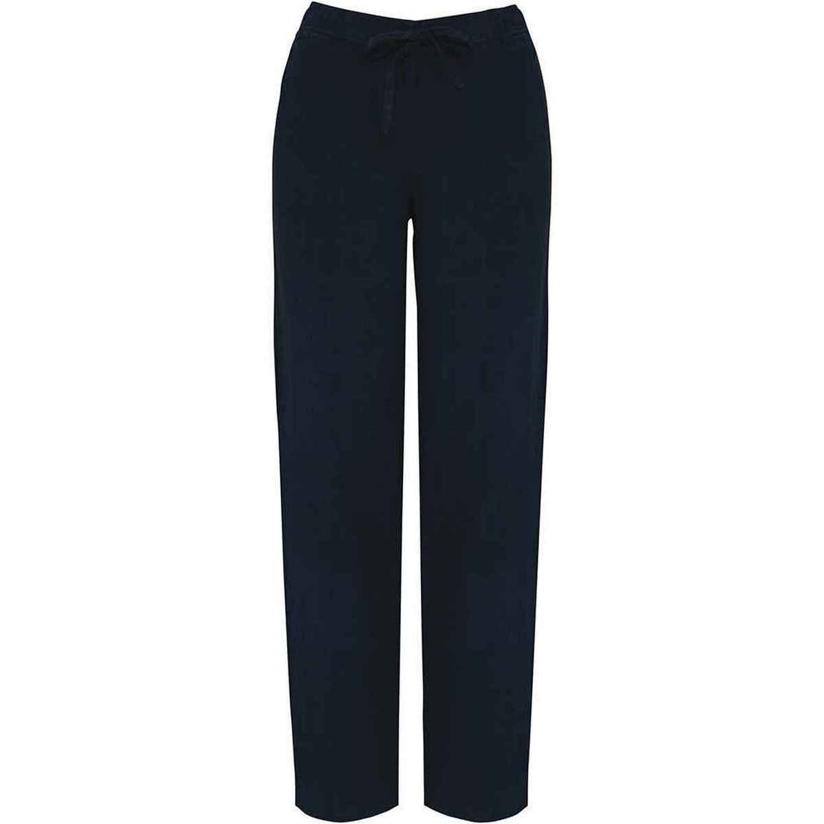 Washed Navy - Front - Spasso Womens-Ladies Washed Trousers