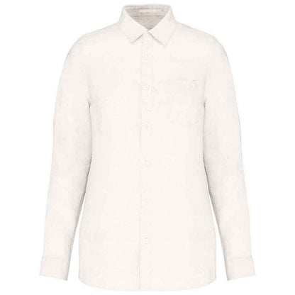 White - Front - Spasso Womens-Ladies Linen Long-Sleeved Shirt