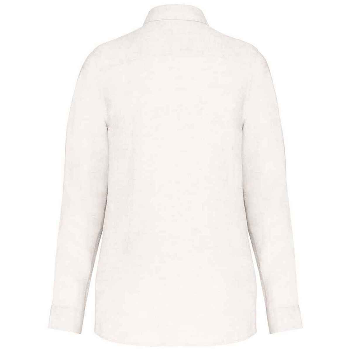 White - Back - Spasso Womens-Ladies Linen Long-Sleeved Shirt