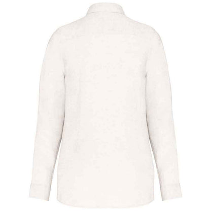 White - Back - Spasso Womens-Ladies Linen Long-Sleeved Shirt