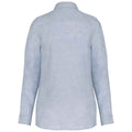 Linen Blue - Back - Spasso Womens-Ladies Linen Long-Sleeved Shirt