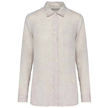 Linen - Front - Spasso Womens-Ladies Linen Long-Sleeved Shirt