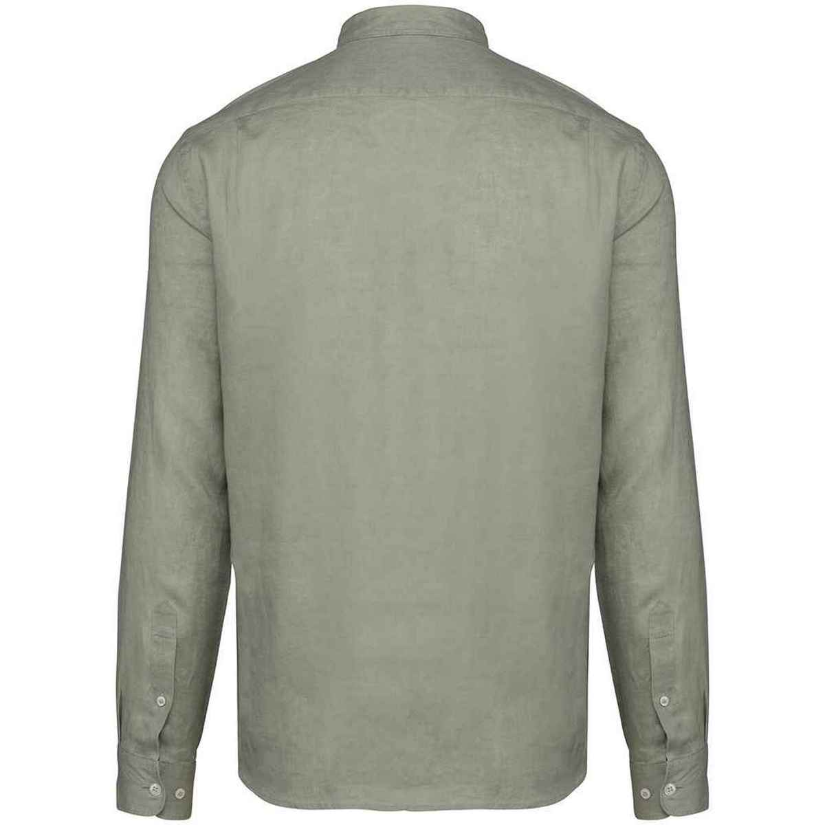 Almond Green - Back - Spasso Mens Linen Long-Sleeved Shirt