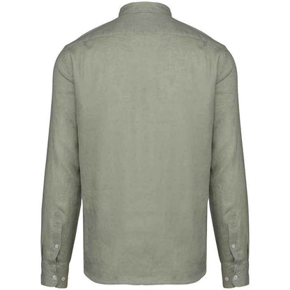 Almond Green - Back - Spasso Mens Linen Long-Sleeved Shirt